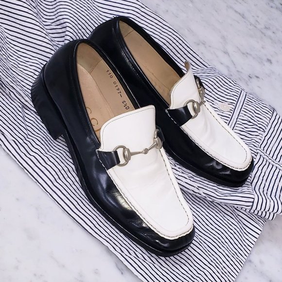 Gucci Horsebit Loafers Vintage 1996 Two-Tone Black & White, M Sz 5.5 D; W Sz 7 - Picture 2 of 16